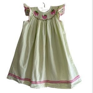Green Tiered Sundress with Smocked Bodice and Flutter Sleeves
